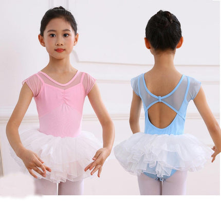 Children's Short Sleeve Dance Leotard Ballet Costume Backless Ballet Leotard