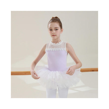 Girls Ballet Leotard Sleeveless Lace Dancewear Ballet Skirt Ballerina Costume