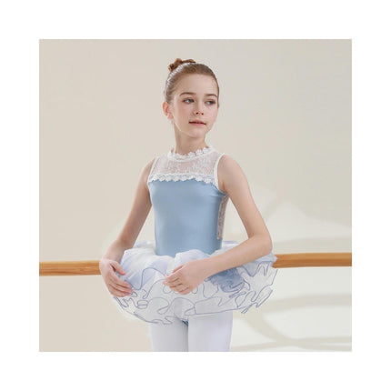 Girls Ballet Leotard Sleeveless Lace Dancewear Ballet Skirt Ballerina Costume