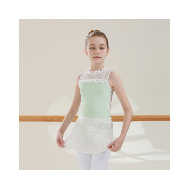 Girls Ballet Leotard Sleeveless Lace Dancewear Ballet Skirt Ballerina Costume 2