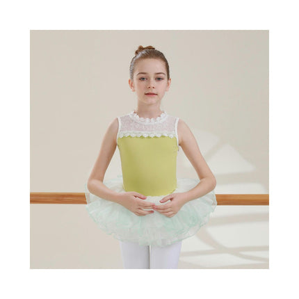 Girls Ballet Leotard Sleeveless Lace Dancewear Ballet Skirt Ballerina Costume