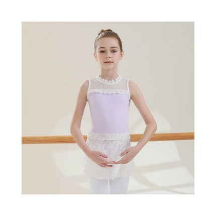 Girls Ballet Leotard Sleeveless Lace Dancewear Ballet Skirt Ballerina Costume