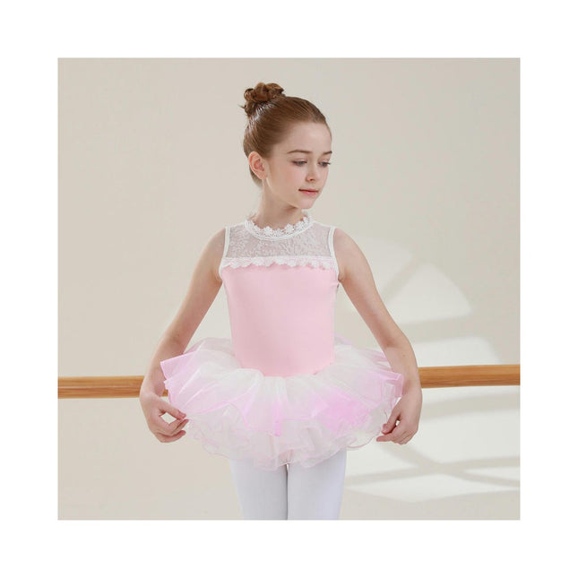 Girls Ballet Leotard Sleeveless Lace Dancewear Ballet Skirt Ballerina Costume 1