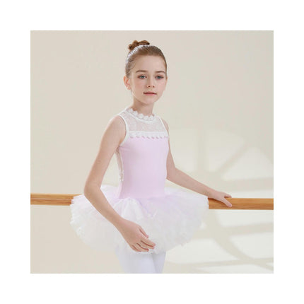 Girls Ballet Leotard Sleeveless Lace Dancewear Ballet Skirt Ballerina Costume