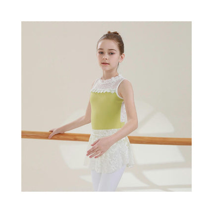 Girls Ballet Leotard Sleeveless Lace Dancewear Ballet Skirt Ballerina Costume