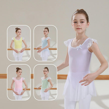 Girls' Ballet Dress Leotards, Ballerina Dance Dress Ballet Leotards with Skirt Model A