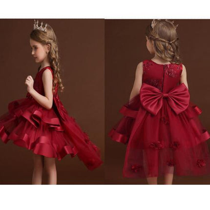 Flower Girl Dress Elegant Party Ball Gowns Vintage Pageant Princess Formal Dress-A1