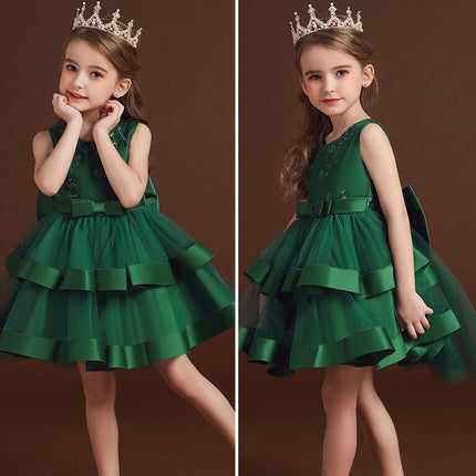 Flower Girl Dress Elegant Party Ball Gowns Vintage Pageant Princess Formal Dress-A1