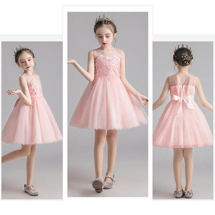 Girls Tulle Gowns Princess Dresses Embroidered Beaded Party Birthday Dresses