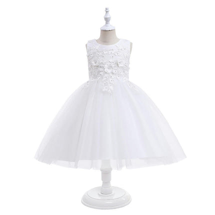 Girls Party Dresses Flower Girl Mesh Applique Princess Dresses Wedding Bridesmaid Dresses