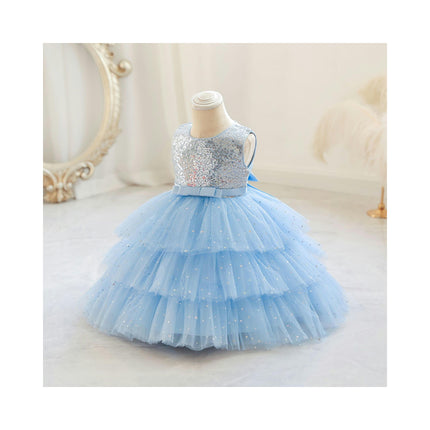 Baby Girl Princess Dress Poncho Girl's Weekly Birthday Sequin Gown Cake Skirt