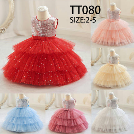 Baby Girl Princess Dress Poncho Girl's Weekly Birthday Sequin Gown Cake Skirt