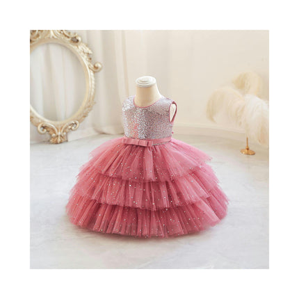 Baby Girl Princess Dress Poncho Girl's Weekly Birthday Sequin Gown Cake Skirt