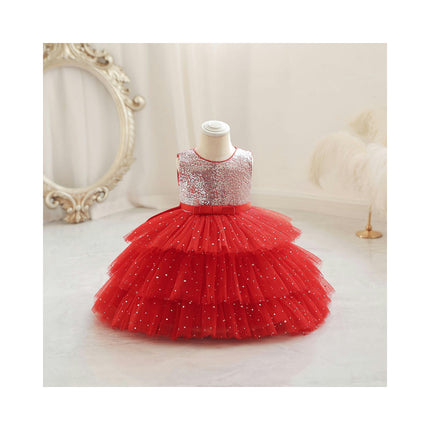 Baby Girl Princess Dress Poncho Girl's Weekly Birthday Sequin Gown Cake Skirt