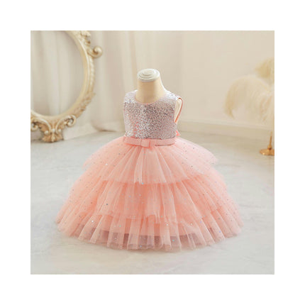 Baby Girl Princess Dress Poncho Girl's Weekly Birthday Sequin Gown Cake Skirt