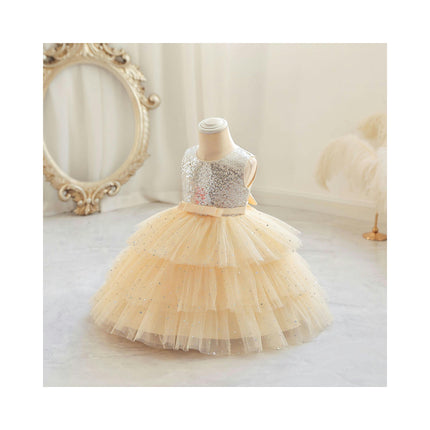 Baby Girl Princess Dress Poncho Girl's Weekly Birthday Sequin Gown Cake Skirt