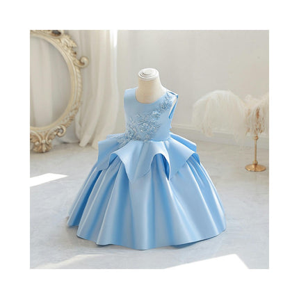 Satin Children's Evening Dress 3D Design Girls Princess Dress Flower Girl Dress