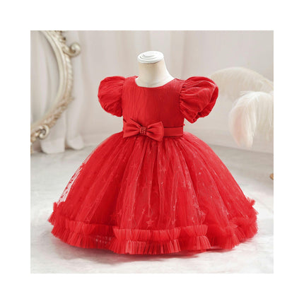 Baby Girl Star Tulle Princess Dresses Toddler Birthday Party Banquet Bubble Sleeve Dre