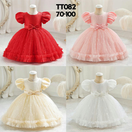 Baby Girl Star Tulle Princess Dresses Toddler Birthday Party Banquet Bubble Sleeve Dre