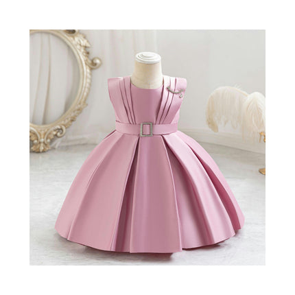 Children's Birthday Party Princess Dresses Gowns Dresses Flower Girl Satin Fabric Pleated Dresses