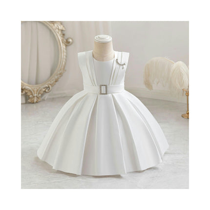 Children's Birthday Party Princess Dresses Gowns Dresses Flower Girl Satin Fabric Pleated Dresses