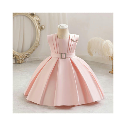 Children's Birthday Party Princess Dresses Gowns Dresses Flower Girl Satin Fabric Pleated Dresses