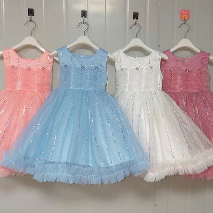 Baby Girl Sequins Tulle Dress Baby Birthday Party Dress Tutu Dresses for Toddler Girls