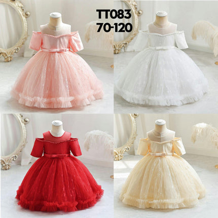 Baby Girl Gowns One Shoulder Princess Dresses Girls Short Sleeve Gowns Lace Dresses