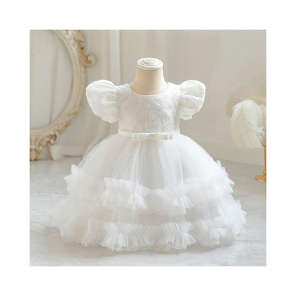 Baby Girl Embroidered Weekend Princess Dresses Bubble Sleeve Gowns Lace Dresses