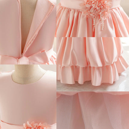 Girls Flower Dress Baby Birthday Party Ballet Tutu Satin Princess Dress