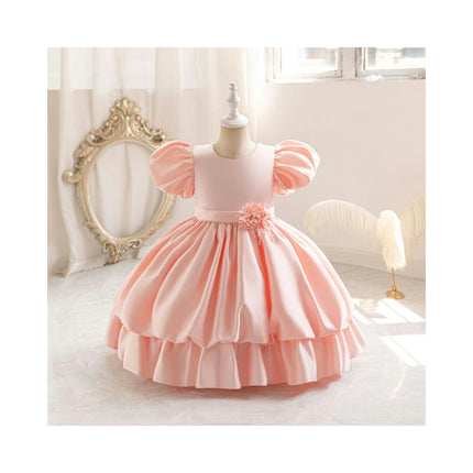 Girls Flower Dress Baby Birthday Party Ballet Tutu Satin Princess Dress