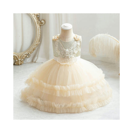 Children's Lace Gown Dresses Weekly Bow Sequin Tutu Birthday Dresses