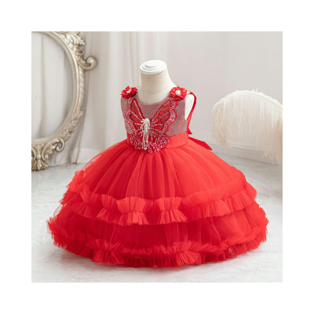 Children's Lace Gown Dresses Weekly Bow Sequin Tutu Birthday Dresses