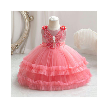 Children's Lace Gown Dresses Weekly Bow Sequin Tutu Birthday Dresses