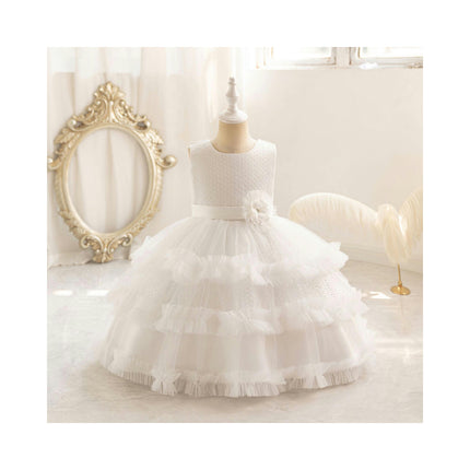 Baby Girl Floral Dresses Beaded Celebration Party Wedding Cake Dresses