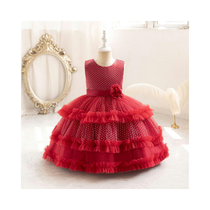 Baby Girl Floral Dresses Beaded Celebration Party Wedding Cake Dresses