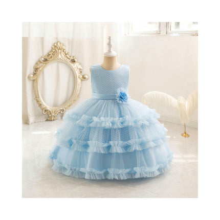 Baby Girl Floral Dresses Beaded Celebration Party Wedding Cake Dresses