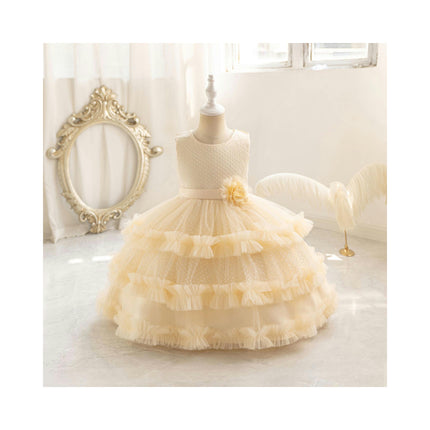 Baby Girl Floral Dresses Beaded Celebration Party Wedding Cake Dresses