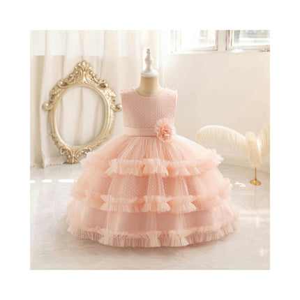 Baby Girl Floral Dresses Beaded Celebration Party Wedding Cake Dresses