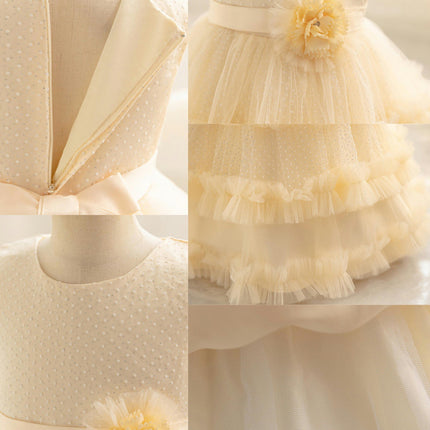 Baby Girl Floral Dresses Beaded Celebration Party Wedding Cake Dresses