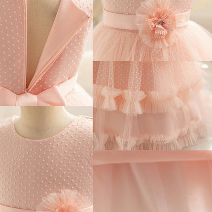 Baby Girl Floral Dresses Beaded Celebration Party Wedding Cake Dresses