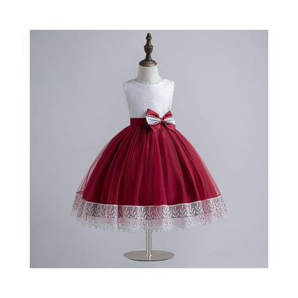 Children's Dress Dress Colorblock Puffy Wedding Princess Dress Girls Lace Dress