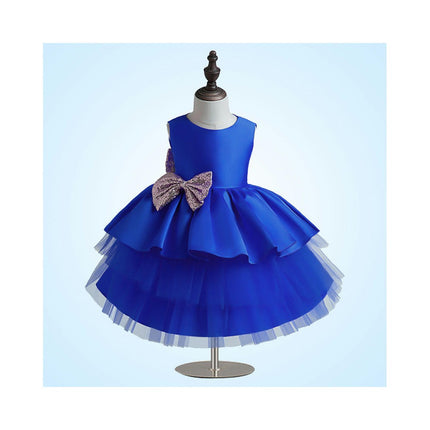 Baby Girls Satin Dress Toddler Wedding Bridesmaid Birthday Party Tulle Cake Dress