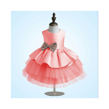 Baby Girls Satin Dress Toddler Wedding Bridesmaid Birthday Party Tulle Cake Dress