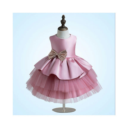 Baby Girls Satin Dress Toddler Wedding Bridesmaid Birthday Party Tulle Cake Dress