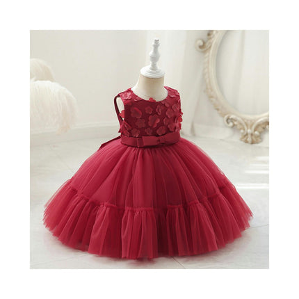 Baby Girl Flower Mesh A-line Wedding Party Dress Children's Beauty Pageant Birthday Dress