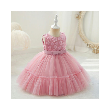 Baby Girl Flower Mesh A-line Wedding Party Dress Children's Beauty Pageant Birthday Dress