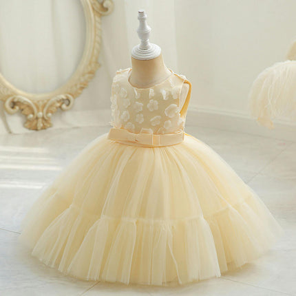 Baby Girl Flower Mesh A-line Wedding Party Dress Children's Beauty Pageant Birthday Dress