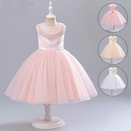 Kids Dresses Party Beaded Princess Dress Tulle Flower Girl Wedding Dress