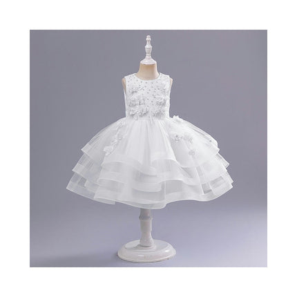 Children's Birthday Party Dress Princess Dress Big and Medium Kids Mesh Flower Beaded Dress